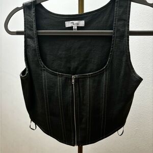 Olive/grey denim corset top